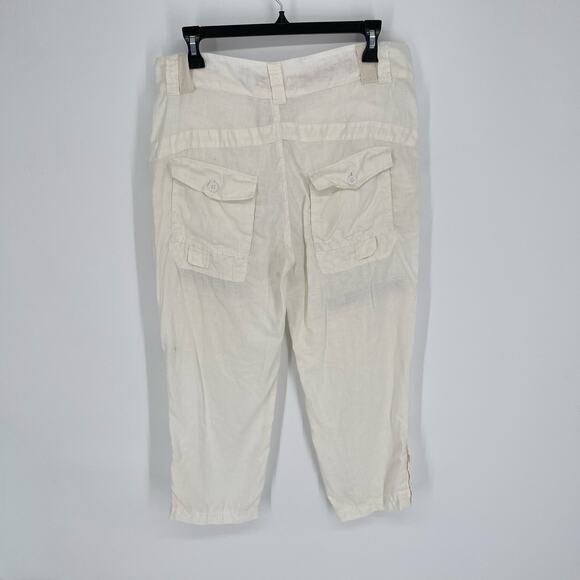 Pete & Greta by Johnny Was Linen Cargo Capri Pants NEW Y2K Sz 6 White - Picture 4 of 8